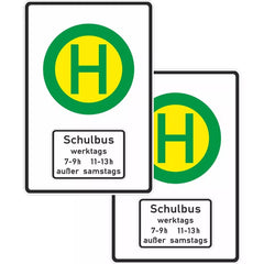 Verkehrszeichen 224-41 Schulbushaltestelle mit Zusatzzeichen 1042-36 doppelseitig - 900x600 2 mm RA1