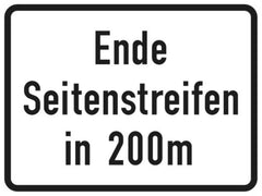 Verkehrszeichen 1007-59 Ende Seitenstreifen in 200 m - 450x600 2 mm RA2