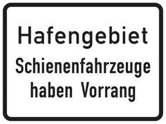 Verkehrszeichen 1008-33 Hafengebiet, Schienenfahrzeuge haben Vorrang (zu Z. 201) - 315x420 2 mm RA1