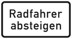 Verkehrszeichen 1012-32 Radfahrer absteigen - 231x420 2 mm RA1