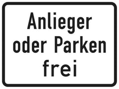 Verkehrszeichen 1020-31 Anlieger oder Parken frei - 315x420 2 mm RA1