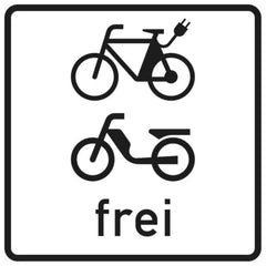 Verkehrszeichen 1022-15 E-Bikes und Mofas frei - 420x420 2 mm RA1