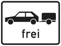 Verkehrszeichen 1024-11 Personenkraftwagen mit Anhänger frei - 315x420 2 mm RA1