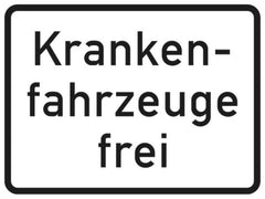 Verkehrszeichen 1026-34 Krankenfahrzeuge frei - 315x420 2 mm RA1