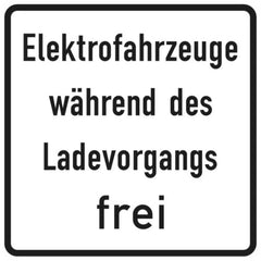 Verkehrszeichen 1026-60 Elektrofahrzeuge während des Ladevorgangs frei - 420x420 2 mm RA1