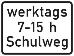 Verkehrszeichen 1042-53 Schulweg i.V.m. zeitlicher Begrenzung an Werktagen (zu Z. 101 oder 274) - 315x420 2 mm RA1