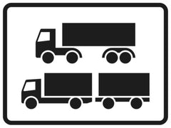 Verkehrszeichen 1048-15 Nur Sattelkraftfahrzeuge und Lastkraftwagen mit Anhänger - 450x600 Randform RA2 Astifol