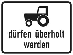 Verkehrszeichen 1049-11 Kraftfahrzeuge und Züge, die nicht schneller als 25 km/h fahren können oder dürfen, dürfen überholt werden - 315x420 2 mm RA1