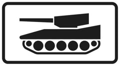 Verkehrszeichen 1049-12 Nur militärische Kettenfahrzeuge - 231x420 Randform RA1 Astifol