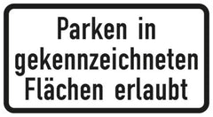 Verkehrszeichen 1053-30 Parken in gekennzeichneten Flächen erlaubt - 231x420 2 mm RA1