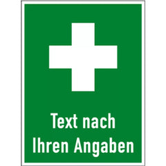 Hinweis auf Erste Hilfe - Text nach Ihren Angaben, Alu, 300x400 mm