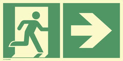 Notausgang rechts Pfeil rechts, Kombi, ISO 7010, Folie, nachl.,160-mcd,297x148mm