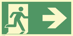 Notausgang rechts Pfeil rechts, ISO 7010, Folie, nachl., 160-mcd, 297x148 mm