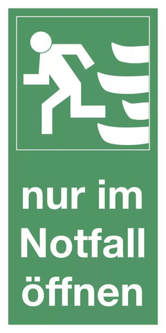 Nur im Notfall öffnen links, Hochformat, Folie, 74x148 mm