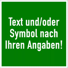 Rettungszeichen - Text und/oder Symbol nach Ihren Angaben, Folie, 100x100 mm