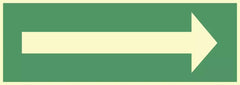 Richtungspfeil für Rettungszeichen, Folie, nachleucht., 160-mcd, 297x105 mm