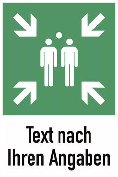 Sammelstelle mit Text nach Ihren Angaben ISO 7010, Alu, 400x600 mm