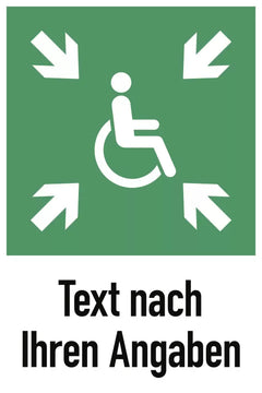 Vorläufige Evakuierungsstelle mit Text nach Ihren Angaben, Alu, 400x600 mm