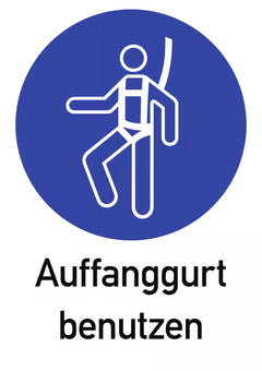 Auffanggurt benutzen ISO 7010, Kombischild, Alu, 262x371 mm