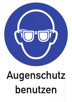 Augenschutz benutzen, Kombischild, ISO 7010, Folie, 131x185 mm