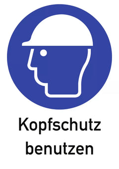 Kopfschutz benutzen, Kombischild, ISO 7010, Folie, 210x297 mm