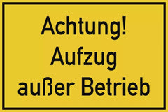 Achtung! Aufzug außer Betrieb, Magnetfolie, 300x200 mm