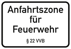 Anfahrtszone für Feuerwehr § 22 VVB, Alu, 500x350 mm