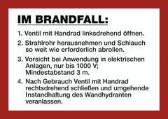 Anweisung für Wandhydrant Formstabiler Schlauch, Folie, 210x148 mm