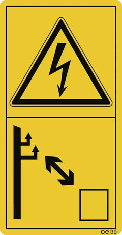 Ausreichenden Abstand zu elektrischen ..., Folie, 35x68 mm, 10 Stück/Bogen