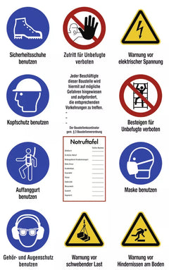 Baustellen-Sicherheitsschild ISO 7010, Kunststoff, 750x1200 mm