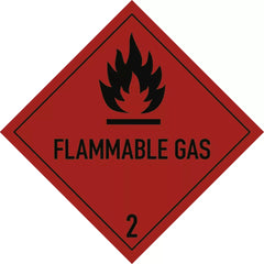 Gefahrzettel Klasse 2.1 Text FLAMMABLE GAS, Folie, 100x100 mm