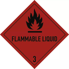 Gefahrzettel Klasse 3 Text FLAMMABLE LIQUID, Folie, 100x100 mm