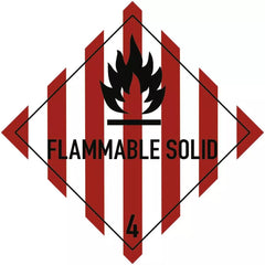 Gefahrzettel Klasse 4.1 Text FLAMMABLE SOLID, Folie, 100x100 mm