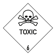 Gefahrzettel Klasse 6.1 Text TOXIC, Folie, 100x100 mm