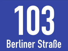 Hausnummernschild mit Straßenangabe, blau, Alu, 200x150 mm