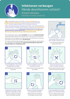 Infektionen vorbeugen, Hände desinfizieren..., Kombischild, Folie, 210x297 mm