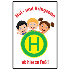 Kinderhinweisschild HBZ-2 Hol- und Bringzone 750 x 500 mm