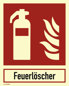 Kombischild Feuerlöscher mit Text Feuerlöscher, Folie,nachl.,160-mcd, 200x250 mm