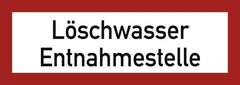 Löschwasser Entnahmestelle, Folie, 297x105 mm