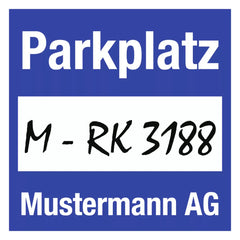 Parkplakette mit weißem Firmeneindruck, Folie, 80x80 mm, 50 Stück/VE