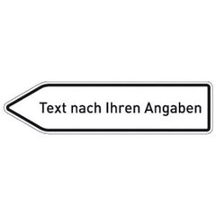 Pfeilwegweiser weiß mit Text, linksweisend, Alu 1,8 mm, lackiert, 1400x350 mm