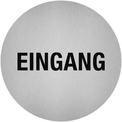 Piktogramm Eingang, Edelstahl, selbstklebend, Ø 50 mm