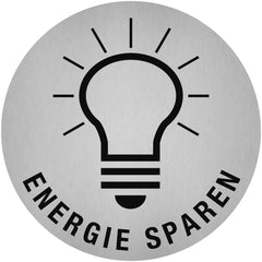 Piktogramm Energie sparen, Edelstahl, selbstklebend, Ø 50 mm