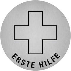 Piktogramm Erste Hilfe, Edelstahl, selbstklebend, Ø 50 mm