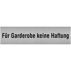 Piktogramm Für Garderobe keine Haftung, Edelstahl, selbstklebend, 160x40 mm