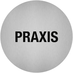 Piktogramm Praxis, Edelstahl, selbstklebend, Ø 50 mm