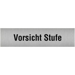 Piktogramm Vorsicht Stufe, Edelstahl, selbstklebend, 160x40 mm