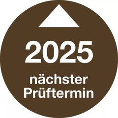 Prüfplakette Nächster Prüftermin 2025, Folie, Ø 30 mm, 10 Stück/Bogen