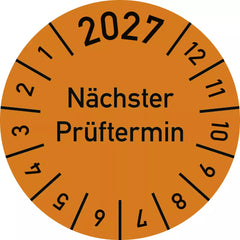 Prüfplakette 2027 Nächster Prüftermin, Folie, Ø 15 mm, 10 Stück/Bogen