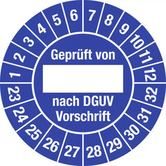 Prüfplakette Geprüft...DGUV Vorschrift, 2023-2032, Folie, Ø 25 mm, 10 Stück/Bogen